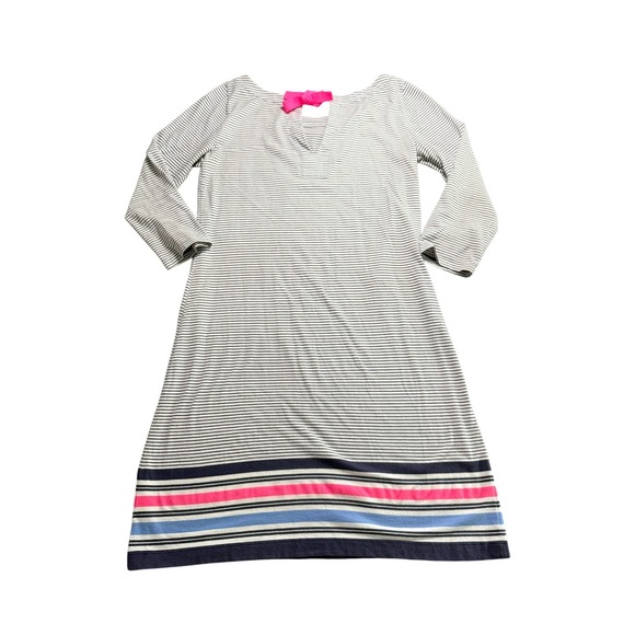 Lilly Pulitzer Noelle Striped Pima Cotton Dress Navy White Pink Bow Back Small - Picture 7 of 7